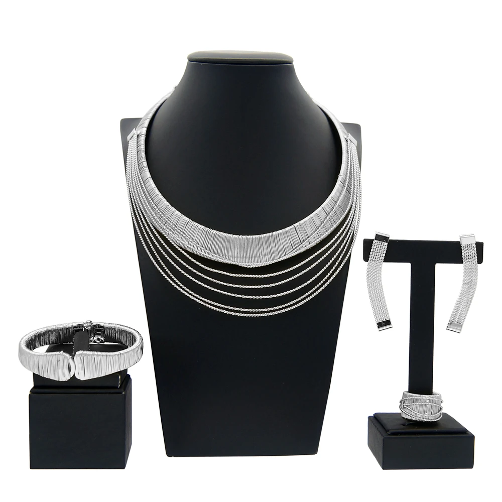 New Arrivals Women Original Gold Silver Color Jewelry Party Luxury Rings Simple Style Necklace Earrings Africa High Quality
New Arrivals Women Original Gold Silver Color Jewelry Party Luxury Rings Simple Style Necklace Earrings Africa High Quality