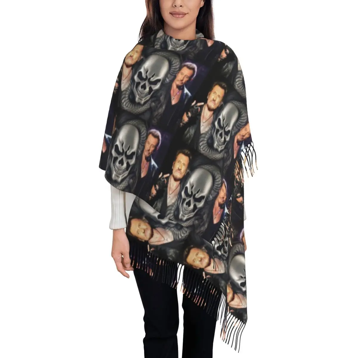 Шарф с черепом Джонни Холлидей по индивидуальному заказу для женщин и мужчин, зима-осень, теплые шарфы, хеви-метал, рок, французские шали для певиц, накидки 
Шарф с черепом Джонни Холлидей по индивидуальному заказу для женщин и мужчин, зима-осень, теплые шарфы, хеви-метал, рок, французские шали для певиц, накидки