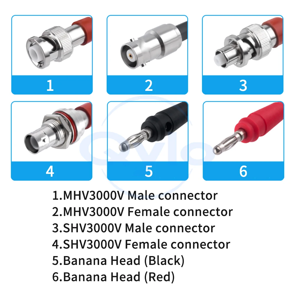 (1 pcs) MHV3000 SHV5000V High Voltage Head to Banana Plug 3KV 5KV Male and Female Connectors RG142 Coaxial Test Cable
(1 pcs) MHV3000 SHV5000V High Voltage Head to Banana Plug 3KV 5KV Male and Female Connectors RG142 Coaxial Test Cable