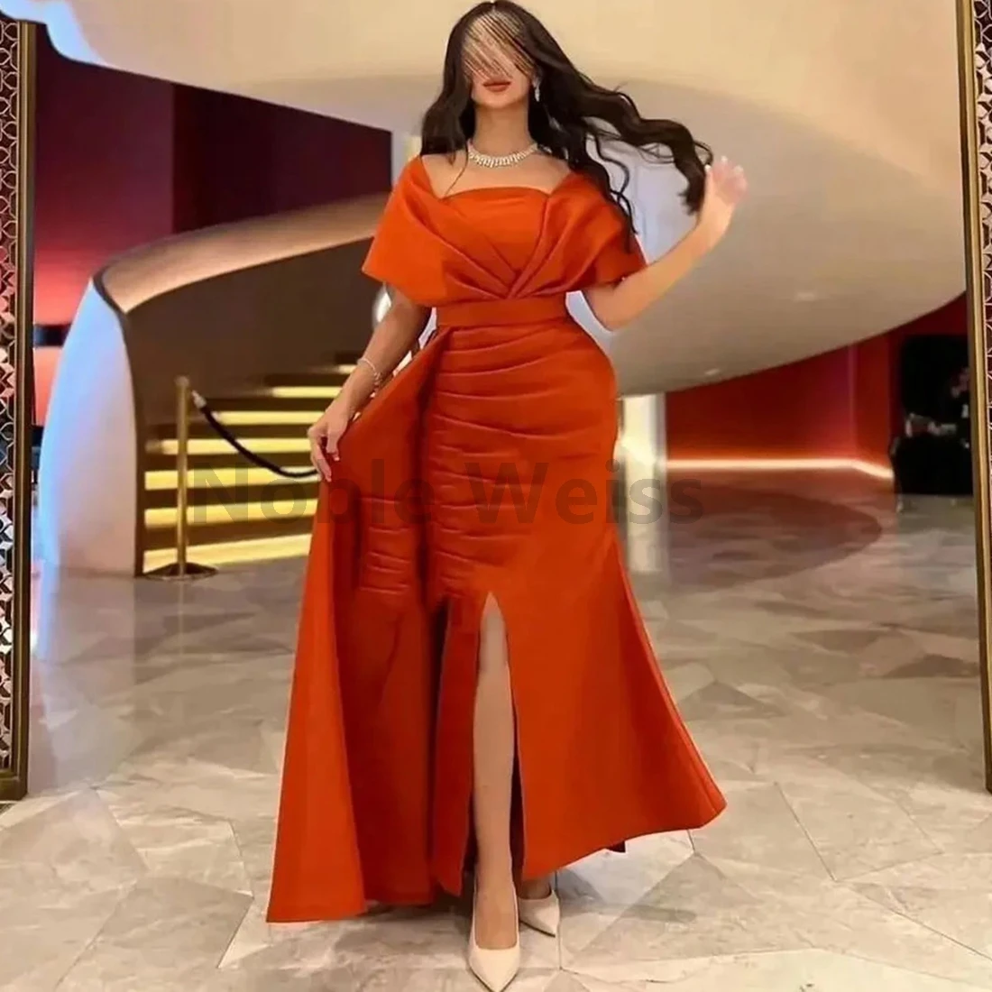 Elegant Square Collar Pleated Satin Evening Dresses for Women Mermaid Formal Party Gown Customize
Elegant Square Collar Pleated Satin Evening Dresses for Women Mermaid Formal Party Gown Customize