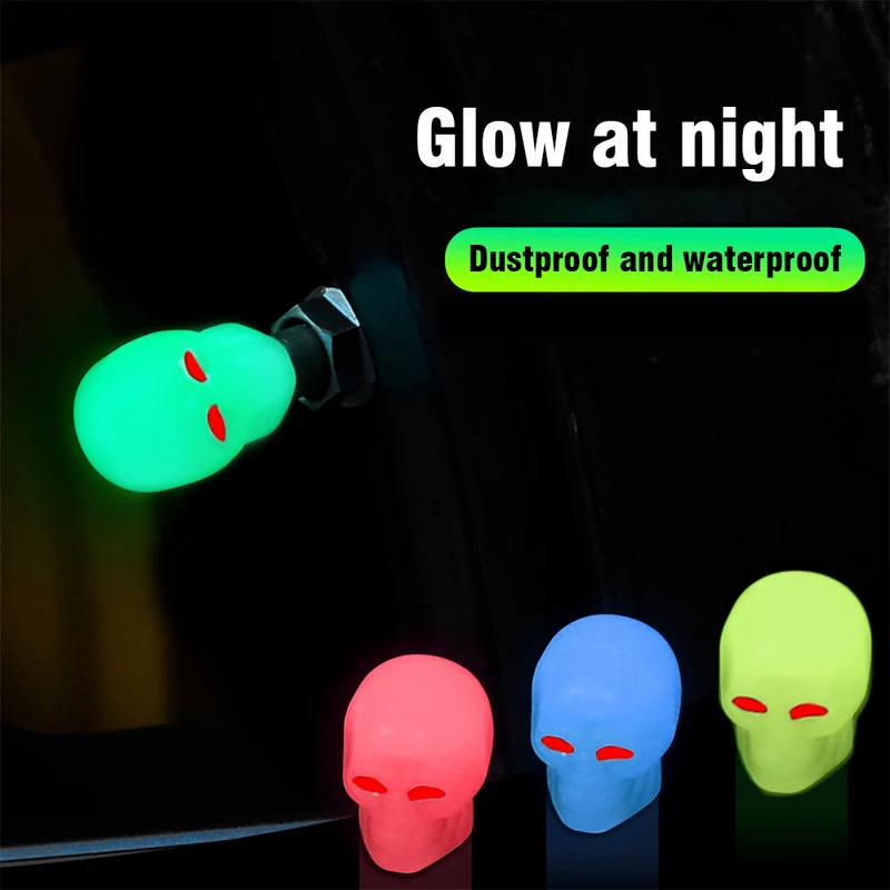 4Pcs Skull Fluorescent Car Tire Valve Caps Auto Motorcycle Bicycle Nozzle Cap Decor Night Glowing Wheel Plug Cover Accessories
4Pcs Skull Fluorescent Car Tire Valve Caps Auto Motorcycle Bicycle Nozzle Cap Decor Night Glowing Wheel Plug Cover Accessories