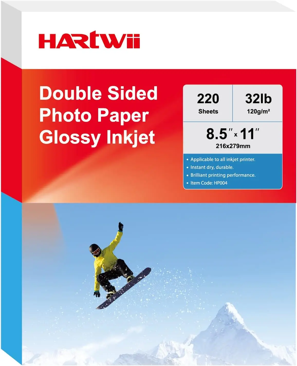 220 Pack Double Sided Glossy Photo Paper 8.5x11 120gsm for Dye Ink Printers, Brochures, Flyers
220 Pack Double Sided Glossy Photo Paper 8.5x11 120gsm for Dye Ink Printers, Brochures, Flyers