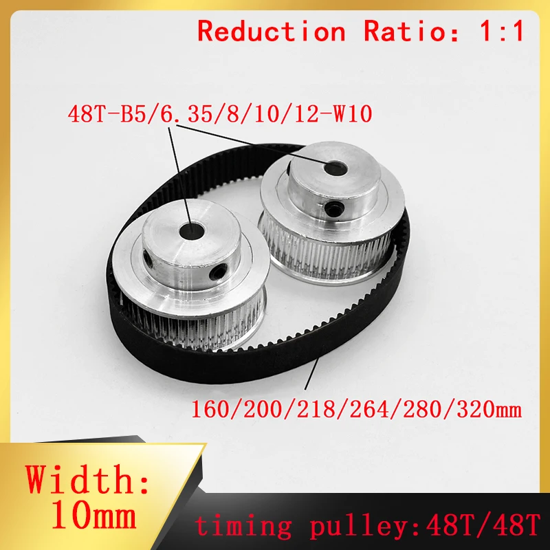 3D Printer Timing Pulley Set 48 Teeth 48 Teeth Aperture 5/6.35/8/10/12mm Band Width 10mm 1:1 Tensioning Wheel
3D Printer Timing Pulley Set 48 Teeth 48 Teeth Aperture 5/6.35/8/10/12mm Band Width 10mm 1:1 Tensioning Wheel