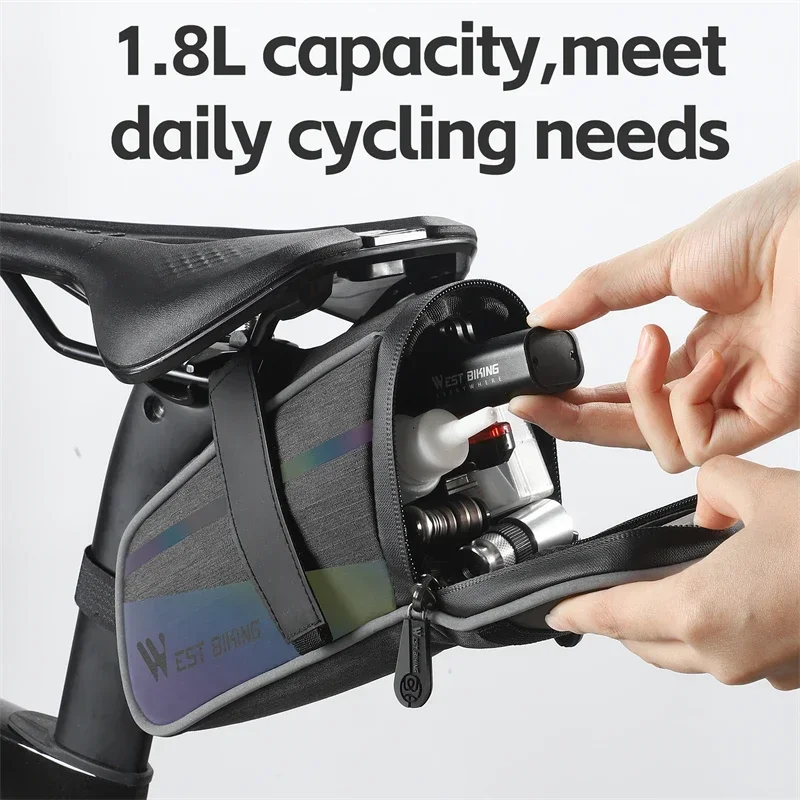 WEST BIKING Colorful Reflective Bike Saddle Bag MTB Road Bike Under Seat Rear Tool Mesh Bag Lightweight Bicycle Accessories
WEST BIKING Colorful Reflective Bike Saddle Bag MTB Road Bike Under Seat Rear Tool Mesh Bag Lightweight Bicycle Accessories