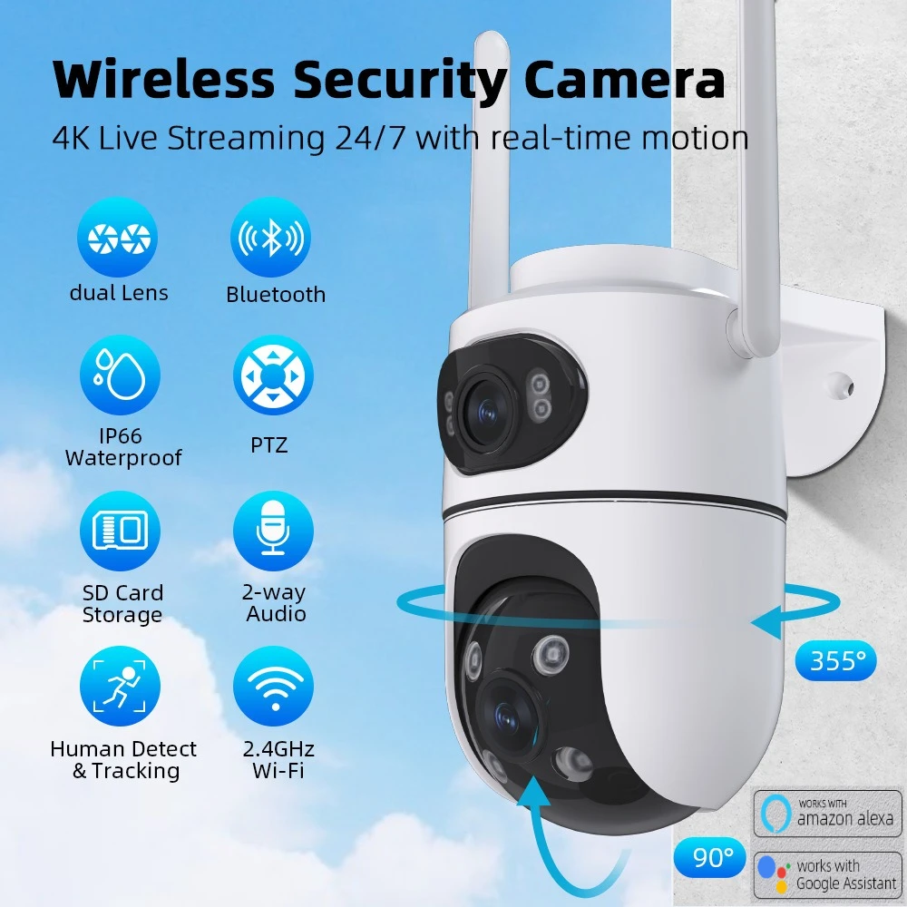 ICSEE Gun Ball dual-eye 6MP WiFi ip camera, indoor and outdoor waterproof dual-light Camera Security Video Surveillance Camera
ICSEE Gun Ball dual-eye 6MP WiFi ip camera, indoor and outdoor waterproof dual-light Camera Security Video Surveillance Camera