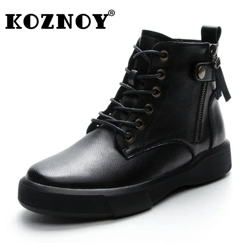 Koznoy Genuine Leather Women Boots 4cm Retro British Style Autumn Winter Motorcycle Plush Lace Up Plus Size Soft Warm Fur Shoes
Koznoy Genuine Leather Women Boots 4cm Retro British Style Autumn Winter Motorcycle Plush Lace Up Plus Size Soft Warm Fur Shoes