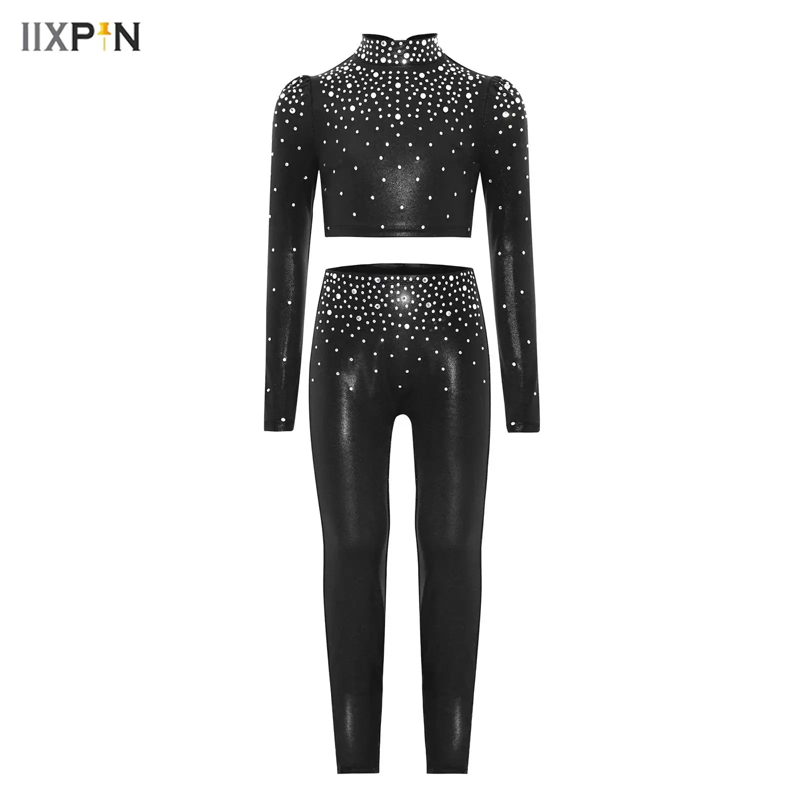 Kids Girls Sparkling Rhinestones Jazz Dance Suit Long Sleeve Keyhole Back Metallic Crop Top+Pants Gymnastics Ballet Costumes
Kids Girls Sparkling Rhinestones Jazz Dance Suit Long Sleeve Keyhole Back Metallic Crop Top+Pants Gymnastics Ballet Costumes