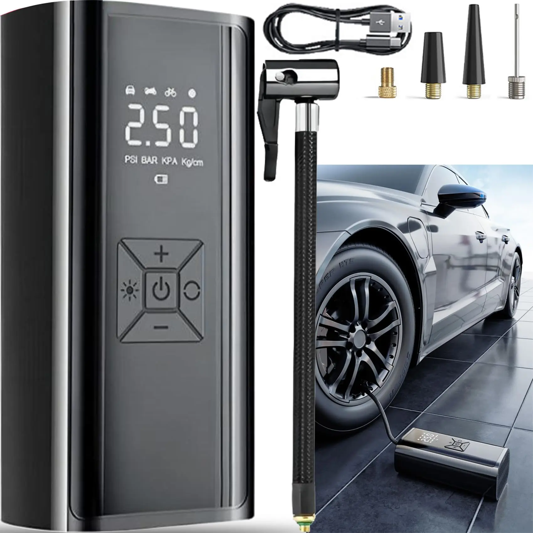 Auto Air Pump for Car Tires - AutoAir 150 PSI Tire Inflator Portable Air Compressor 2x Faster Inflation, All-in-One Air Pump wit
Auto Air Pump for Car Tires - AutoAir 150 PSI Tire Inflator Portable Air Compressor 2x Faster Inflation, All-in-One Air Pump wit