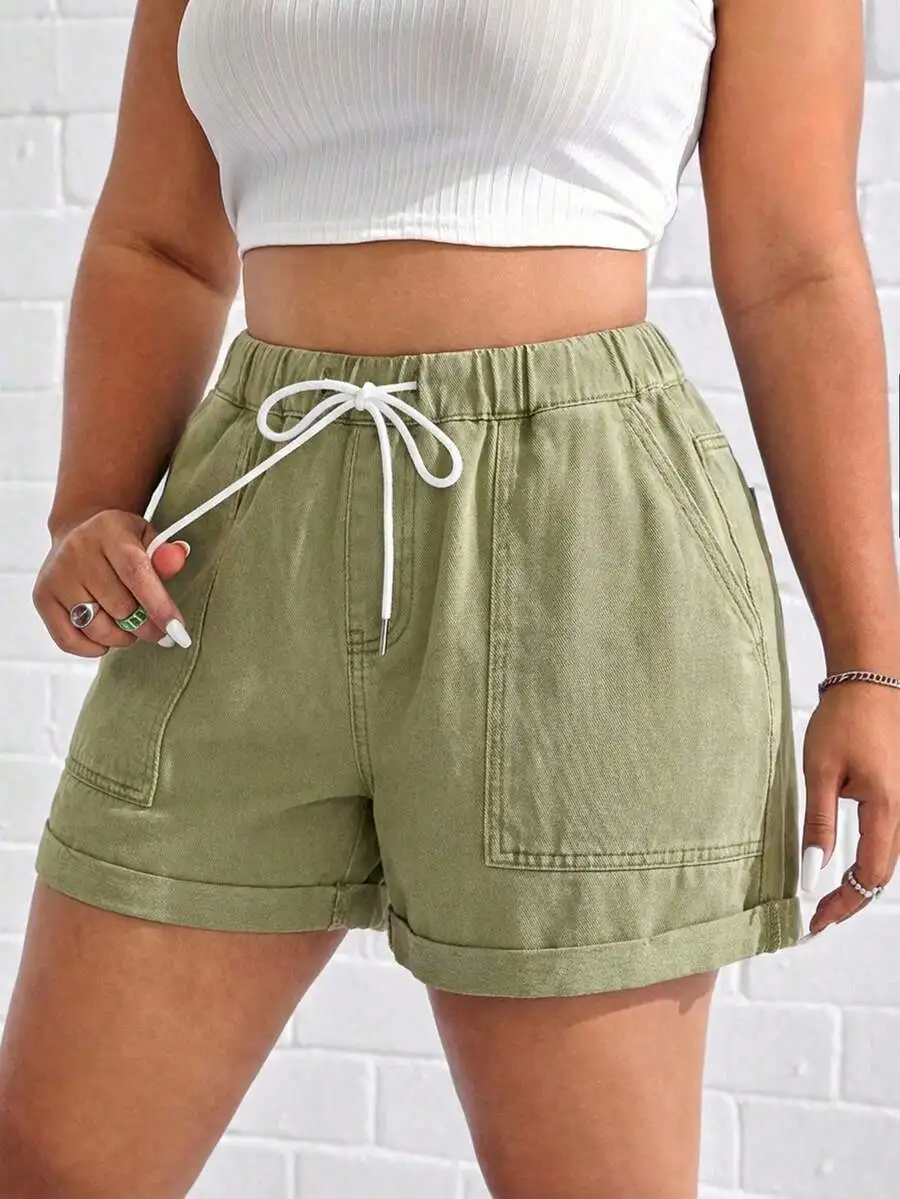Casual Denim Shorts With Front Tie And Pockets High Waist Loose Fit
Casual Denim Shorts With Front Tie And Pockets High Waist Loose Fit