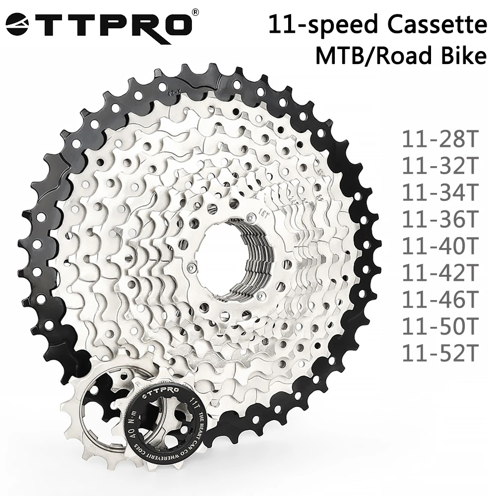 TTPRO 11-скоростная велосипедная кассета из алюминиевого сплава 11-28T/32T/34T/36T/40T/42T/46T/50T/50T/50T, детали свободного хода для горного шоссейного велосипеда
TTPRO 11-скоростная велосипедная кассета из алюминиевого сплава 11-28T/32T/34T/36T/40T/42T/46T/50T/50T/50T, детали свободного хода для горного шоссейного велосипеда