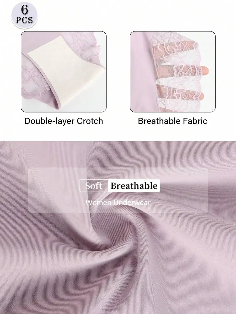 6 Pcs Women Low Waist Lace Thong Underwear Soft Breathable Panties
6 Pcs Women Low Waist Lace Thong Underwear Soft Breathable Panties