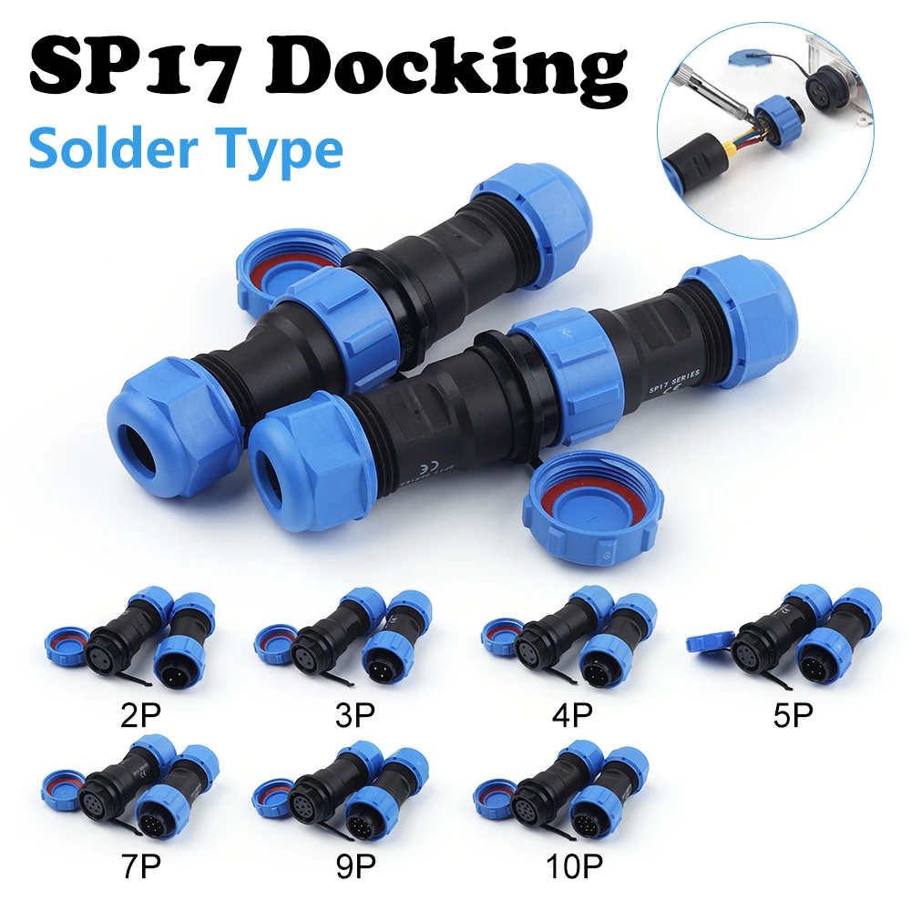SP17 Aviation Waterproof Connector IP68 Plug Socket 2/3/4/5/7/9/10 Pin Docking Welding Type Male Female Cable Wire Connectors
SP17 Aviation Waterproof Connector IP68 Plug Socket 2/3/4/5/7/9/10 Pin Docking Welding Type Male Female Cable Wire Connectors