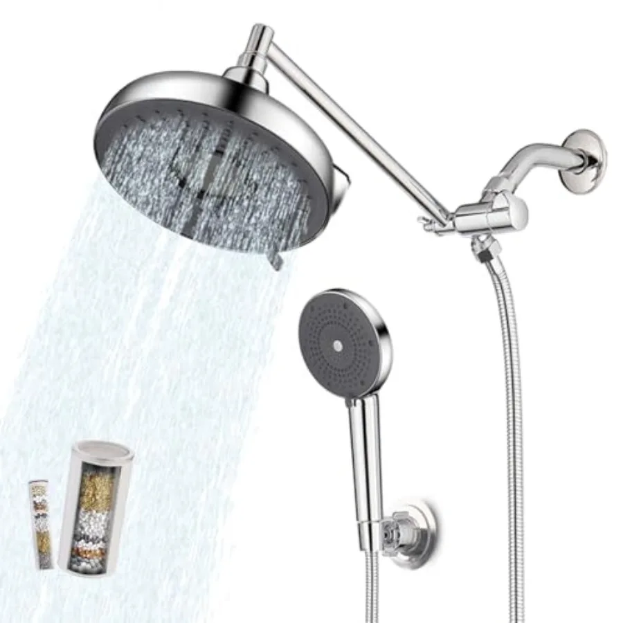 Rain Shower Head with Filter and Handheld, 8 Inch High Pressure and 3 Spray Modes Shower Head, Dual Showerhead Set with Extensi
Rain Shower Head with Filter and Handheld, 8 Inch High Pressure and 3 Spray Modes Shower Head, Dual Showerhead Set with Extensi