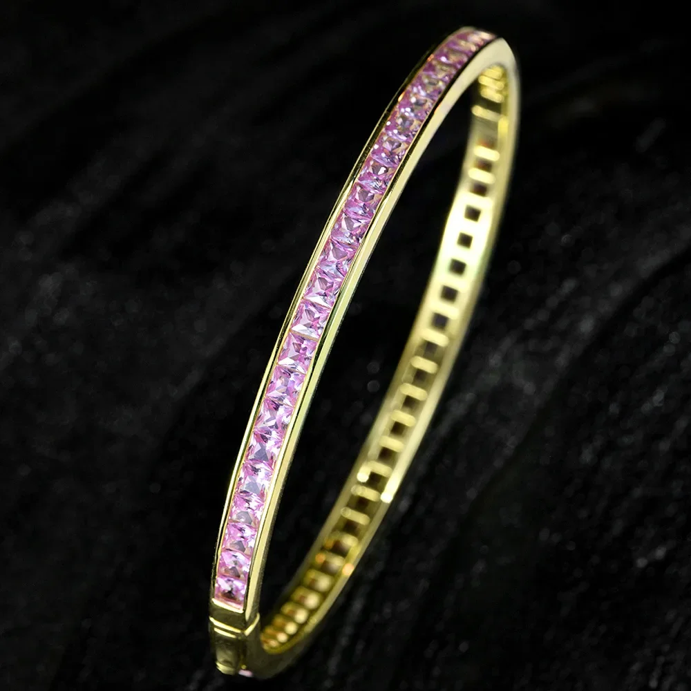 HOT SALE S925 Silver Gold Full Diamond Claw free Inlay 3 * 3 Princess Square 3 Synthetic Pink Versatile Bracelet Wedding Jewelry
HOT SALE S925 Silver Gold Full Diamond Claw free Inlay 3 * 3 Princess Square 3 Synthetic Pink Versatile Bracelet Wedding Jewelry