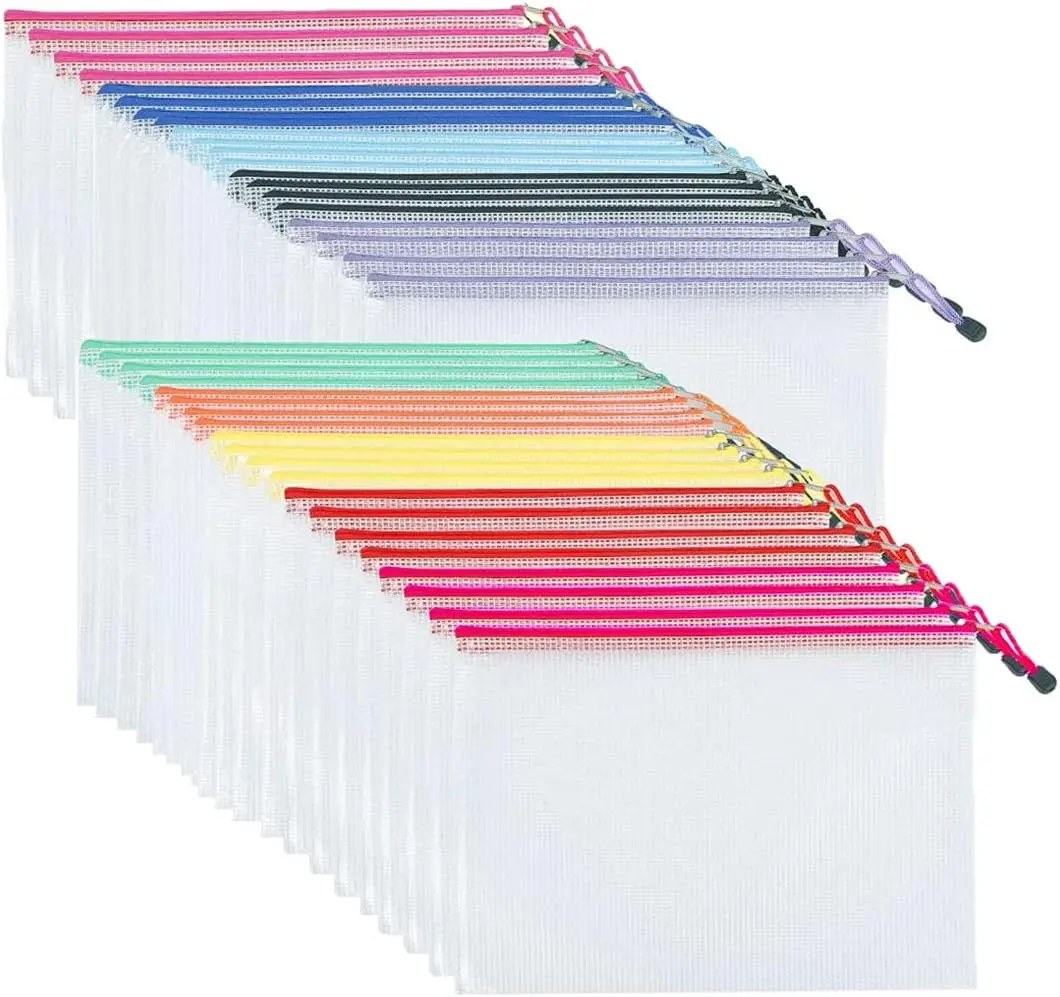 40 Pcs A4 Mesh Zipper Pouches, Waterproof Document Bag for Office, Travel, 10 Colors
40 Pcs A4 Mesh Zipper Pouches, Waterproof Document Bag for Office, Travel, 10 Colors