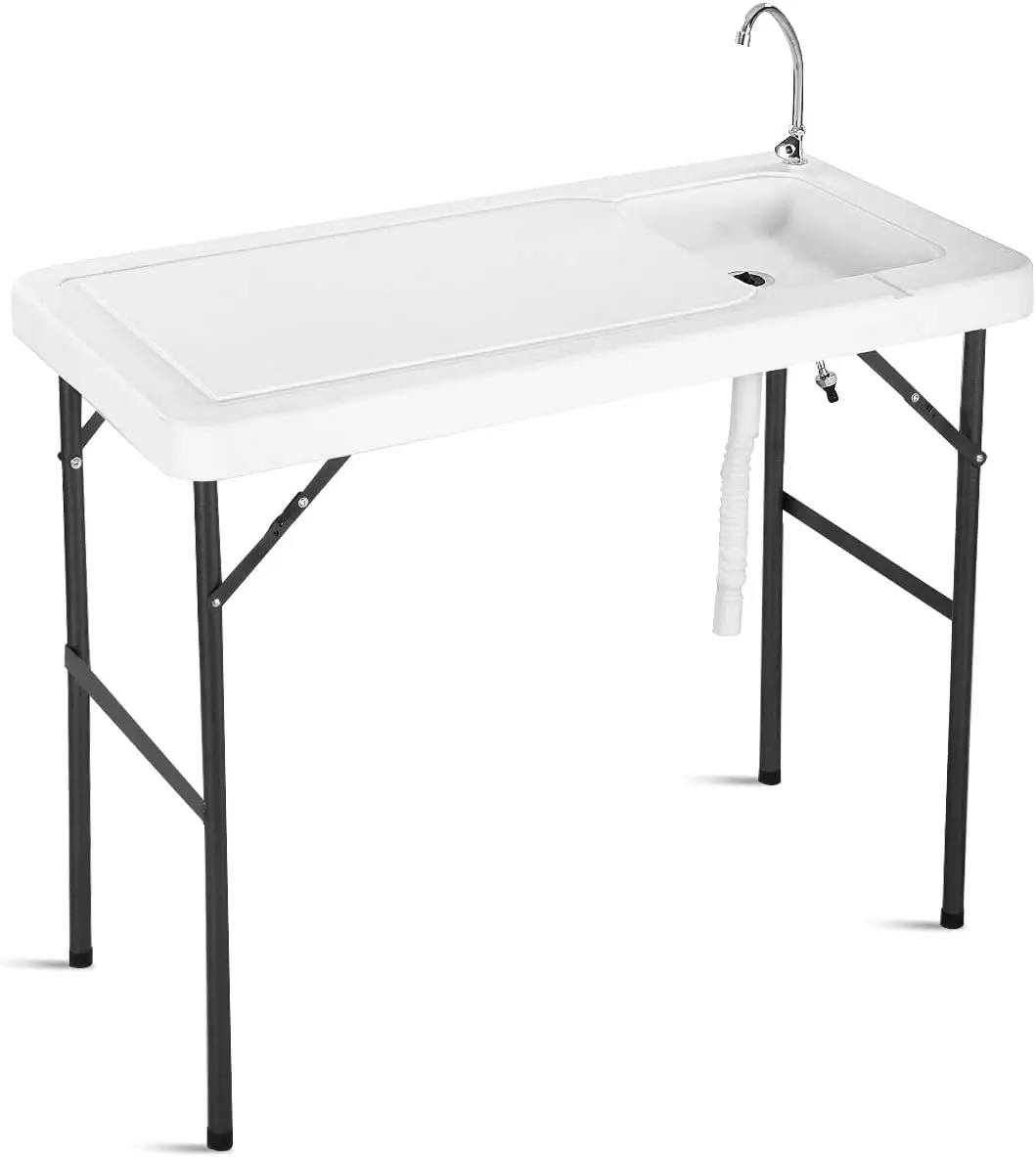 Portable Fish Cleaning Table with Sink, Folding Outdoor Camping Sink Station with Hose Hook Up, Heavy Duty Fillet Table
Portable Fish Cleaning Table with Sink, Folding Outdoor Camping Sink Station with Hose Hook Up, Heavy Duty Fillet Table