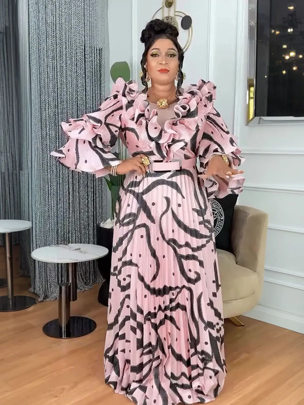 African Long Dresses For Women Ankara Dashiki Print Ruffle Sleeve Pleated Dress 2025 Autumn Clothing Party Wedding Evening Gown
African Long Dresses For Women Ankara Dashiki Print Ruffle Sleeve Pleated Dress 2025 Autumn Clothing Party Wedding Evening Gown