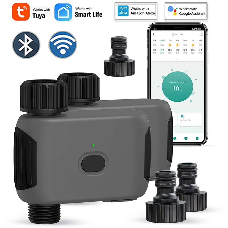 Беспроводная программируемая система полива, умное устройство с таймером, Wi-Fi, Bluetooth, подходит для дома, сада, газона, теплицы
Беспроводная программируемая система полива, умное устройство с таймером, Wi-Fi, Bluetooth, подходит для дома, сада, газона, теплицы