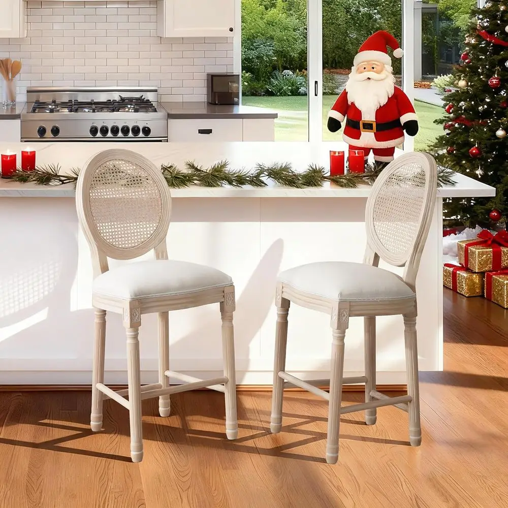 26" rench Country Bar Stools Set o 2, Upholstered Wooden Counter Stools with Rattan Back, armhouse Dining Chairs or Kitchen, Liv
26" rench Country Bar Stools Set o 2, Upholstered Wooden Counter Stools with Rattan Back, armhouse Dining Chairs or Kitchen, Liv