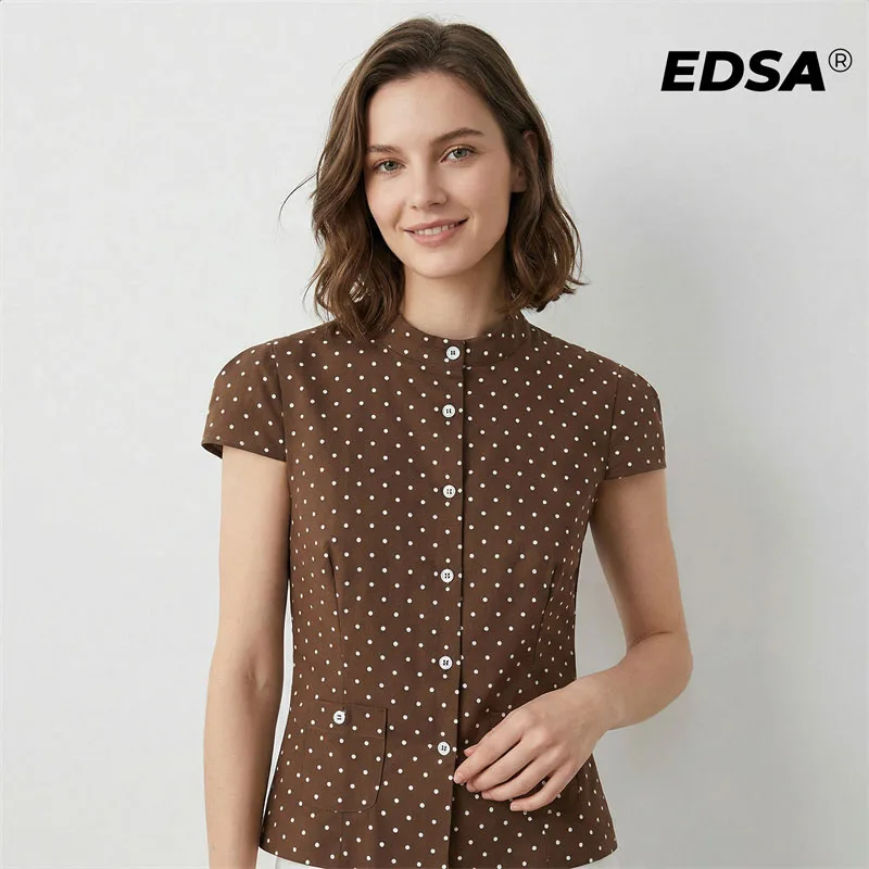 Женская рубашка EDSA в горошек с круглым вырезом, на пуговицах, с короткими рукавами, летняя, для вечеринок
Женская рубашка EDSA в горошек с круглым вырезом, на пуговицах, с короткими рукавами, летняя, для вечеринок