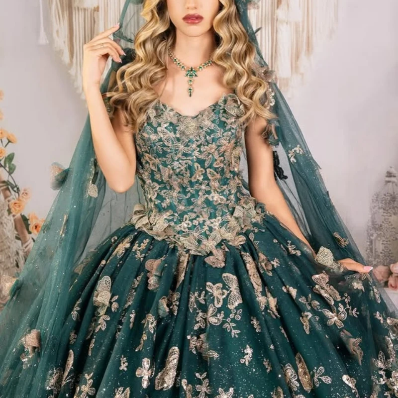 Блестящие черновато-зеленые платья Quinceanera по индивидуальному заказу с открытыми плечами и аппликацией из пайеток, тюлевое платье с длинным хвостом, Vestido 15, Quinceanera
Блестящие черновато-зеленые платья Quinceanera по индивидуальному заказу с открытыми плечами и аппликацией из пайеток, тюлевое платье с длинным хвостом, Vestido 15, Quinceanera