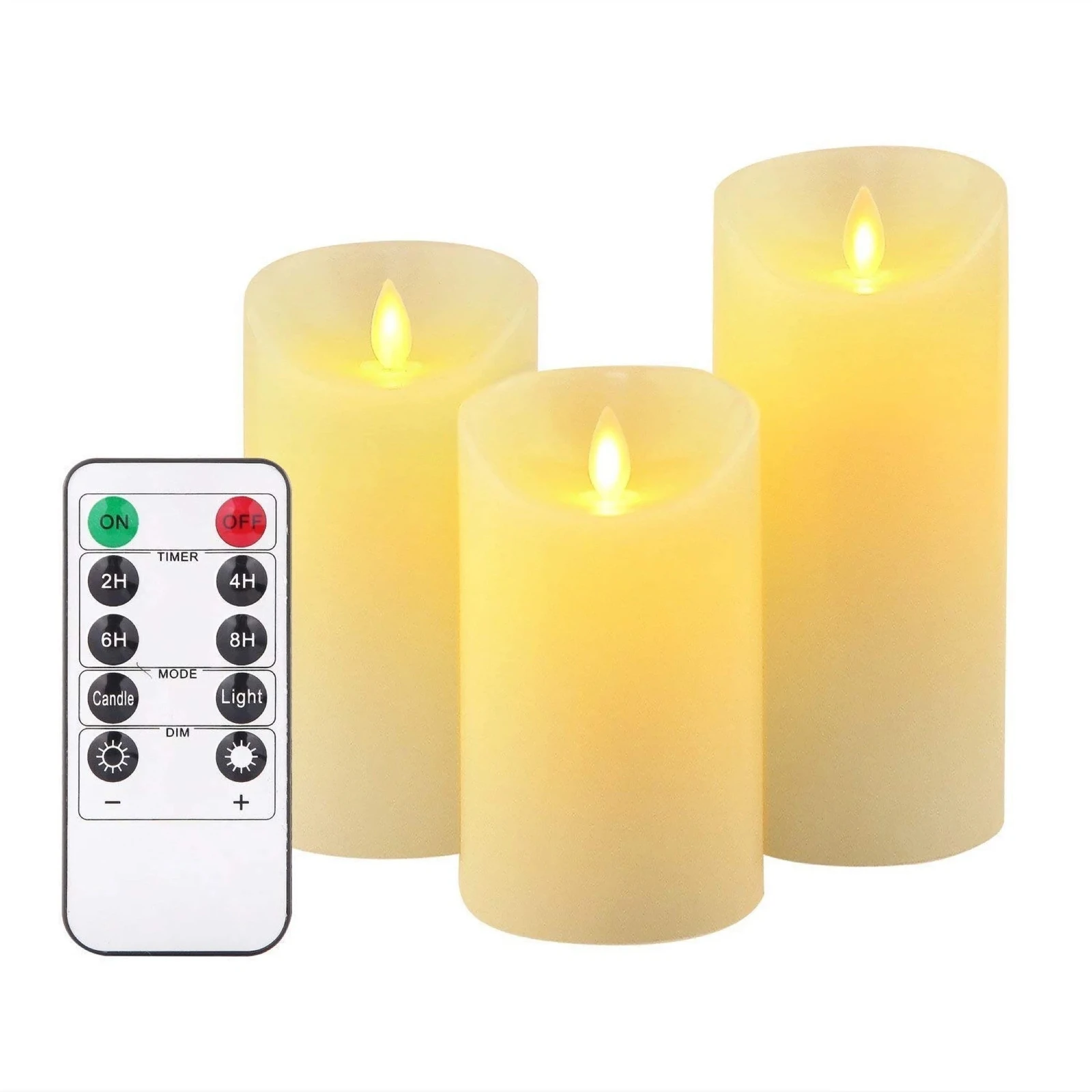 Set of 3 Realistic Flameless LED Candle Battery Operated with Remote Control, Moving Flame Pillar Timer Funtion Melted Top Safe
Set of 3 Realistic Flameless LED Candle Battery Operated with Remote Control, Moving Flame Pillar Timer Funtion Melted Top Safe