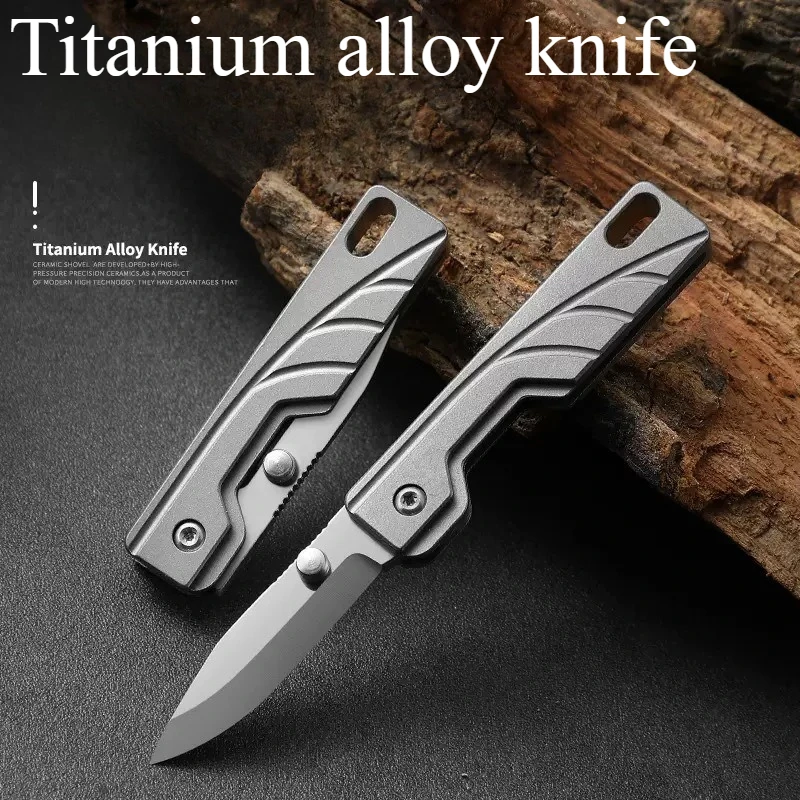 New Half Leaf Titanium Alloy Handle Small Knife Portable Keychain Outdoor Camping Folding Knife 
New Half Leaf Titanium Alloy Handle Small Knife Portable Keychain Outdoor Camping Folding Knife