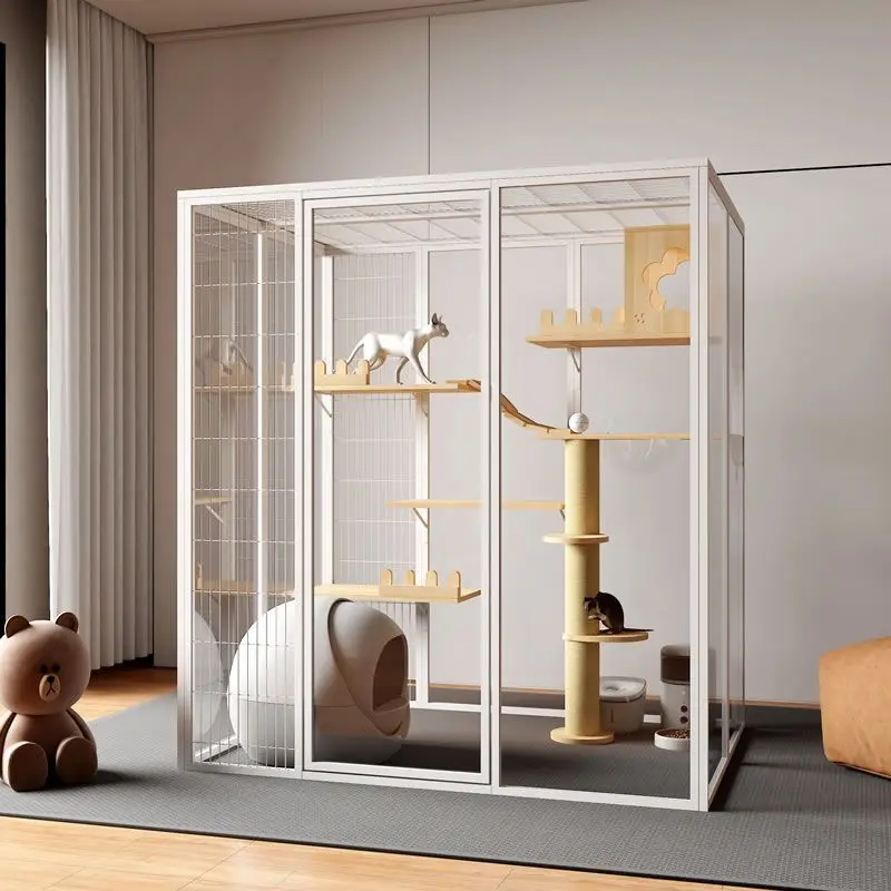 Villa cat cage free three-story household solid wood villa large indoor glass cat room
Villa cat cage free three-story household solid wood villa large indoor glass cat room