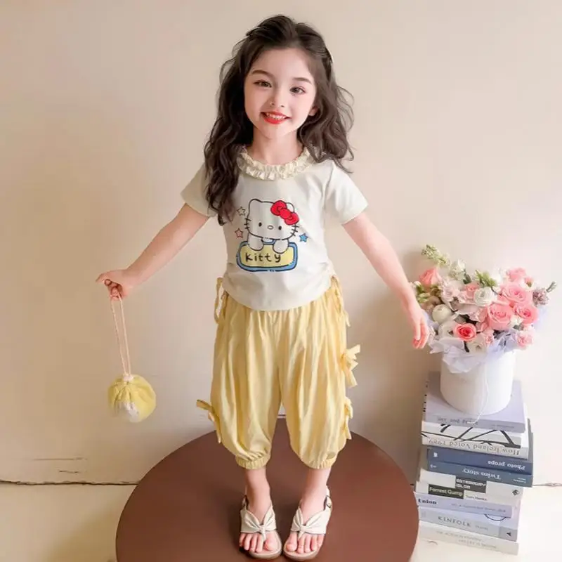 Sanrio Girl Cotton Pajama Set Hello Kitty Kawaii Anime Summer Round Neck Short Sleeve Trousers 2-Piece Set Children's Wear New
Sanrio Girl Cotton Pajama Set Hello Kitty Kawaii Anime Summer Round Neck Short Sleeve Trousers 2-Piece Set Children's Wear New