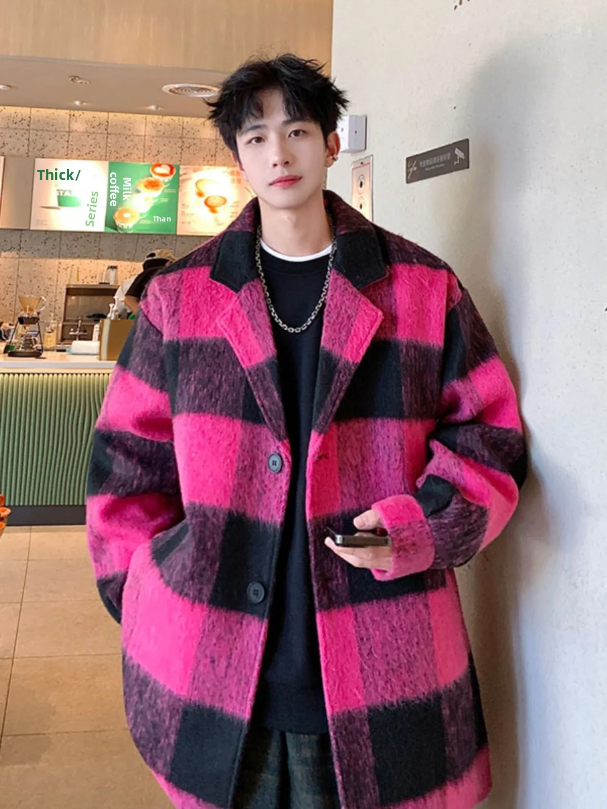 Trendy Men's Cheered Woolen Coat Medium-Length Suit Collar Oversize Casual Outerwear Polyester Blend Youth Faion
Trendy Men's Cheered Woolen Coat Medium-Length Suit Collar Oversize Casual Outerwear Polyester Blend Youth Faion