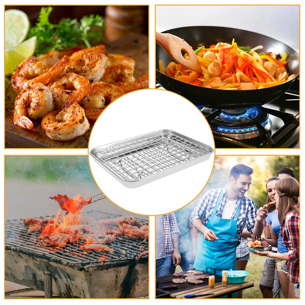 Stainless Steel Baking Pan With Wire Rack Cooling Drainage Tray Set For Home Grill Roasting Food Display Accessories
Stainless Steel Baking Pan With Wire Rack Cooling Drainage Tray Set For Home Grill Roasting Food Display Accessories