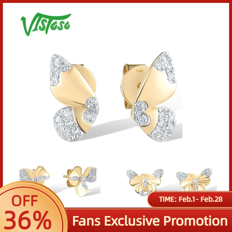 Женские серьги-гвоздики VISTOSO из чистого желтого золота 14 карат 585, сверкающие бриллианты, милые серьги-гвоздики с бабочками и цветами, нежные подарки, изящные ювелирные изделия
Женские серьги-гвоздики VISTOSO из чистого желтого золота 14 карат 585, сверкающие бриллианты, милые серьги-гвоздики с бабочками и цветами, нежные подарки, изящные ювелирные изделия