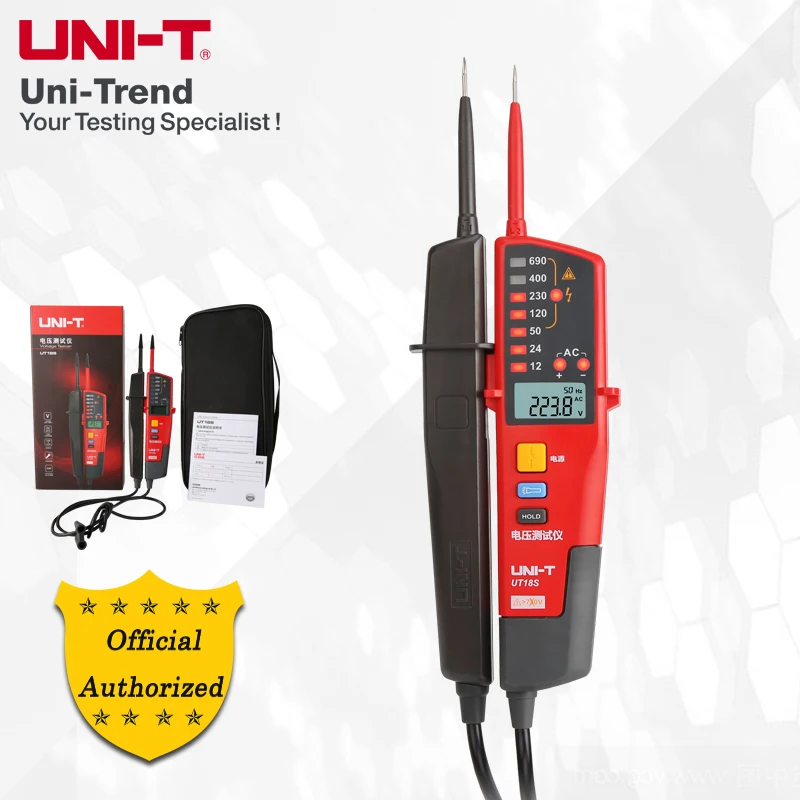 UNI-T UT18S AC/DC Voltmeter Measures 0mV~690V; Frequency Measurement/Self-Test/Overvoltage Alert & Battery Low Indication
UNI-T UT18S AC/DC Voltmeter Measures 0mV~690V; Frequency Measurement/Self-Test/Overvoltage Alert & Battery Low Indication