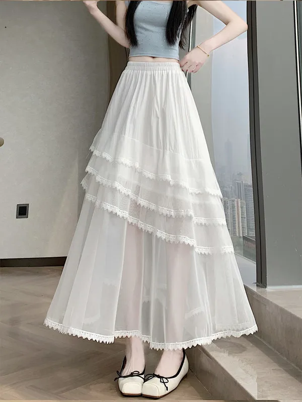 Irregular Lace Trim Mesh Patchwork Fluffy Half Skirt Women's Summer 2026 High Waist A-Line Cake Skirt Breathable Skin-Friendly
Irregular Lace Trim Mesh Patchwork Fluffy Half Skirt Women's Summer 2026 High Waist A-Line Cake Skirt Breathable Skin-Friendly