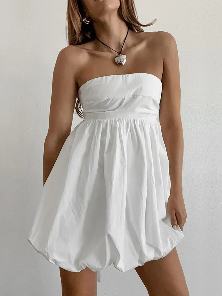 White Cotton Ball Gown Party Dress Sexy Women Strapless Backless Mini Dress Summer 2024 With Lace-up Sleeveless Dresses
White Cotton Ball Gown Party Dress Sexy Women Strapless Backless Mini Dress Summer 2024 With Lace-up Sleeveless Dresses