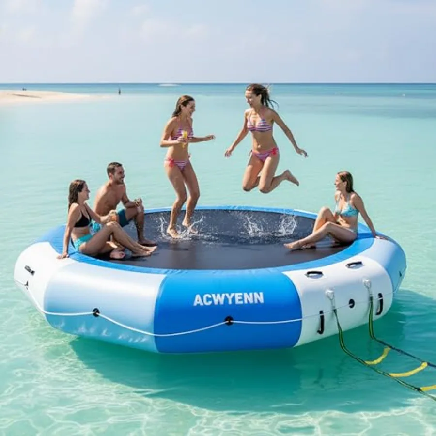 10/12/15FT Inflatable Water Trampoline for Lake Floating with Rope Ladder and Mooring Ropes Blue Durable PVC Material Buoyant a
10/12/15FT Inflatable Water Trampoline for Lake Floating with Rope Ladder and Mooring Ropes Blue Durable PVC Material Buoyant a