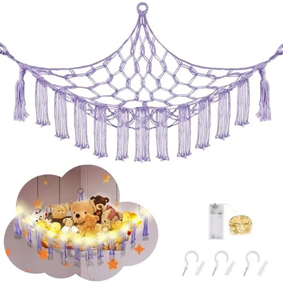 Stuffed Animal Hammock with LED Light, Large Stuffed Animals Storage Corner Plushie Net for Room Decor, Jumbo
Stuffed Animal Hammock with LED Light, Large Stuffed Animals Storage Corner Plushie Net for Room Decor, Jumbo