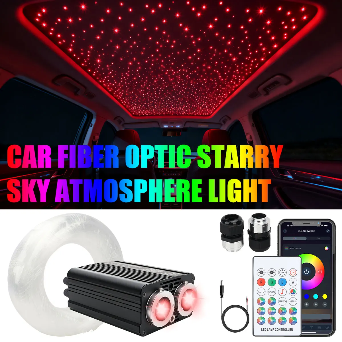 Car Roof Star Light Starry Sky Light RGBW APP Music Remote Control Starry Sky Ceiling Fiber Optic Interior Atmosphere Decorative
Car Roof Star Light Starry Sky Light RGBW APP Music Remote Control Starry Sky Ceiling Fiber Optic Interior Atmosphere Decorative