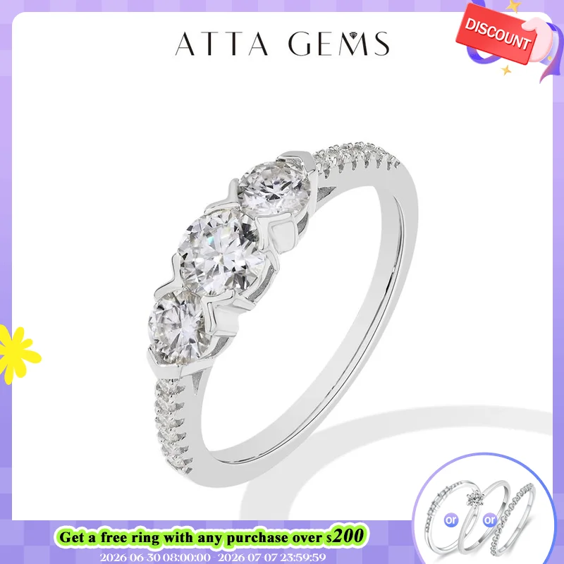 ATTAGEMS Three Round Cut Moissanite Diamond Rings for Women Men 1.2CTW S925 Silver Gold Plated Engagement Party Jewelry Gift New
ATTAGEMS Three Round Cut Moissanite Diamond Rings for Women Men 1.2CTW S925 Silver Gold Plated Engagement Party Jewelry Gift New