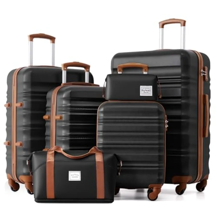 LONG VACATION 6 Piece Luggage Set Carry on Suitcase with ABS+PC Hardshell Spinner Wheels YKK Zipper TSA Lock in BLACK-BROWN 6 P
LONG VACATION 6 Piece Luggage Set Carry on Suitcase with ABS+PC Hardshell Spinner Wheels YKK Zipper TSA Lock in BLACK-BROWN 6 P