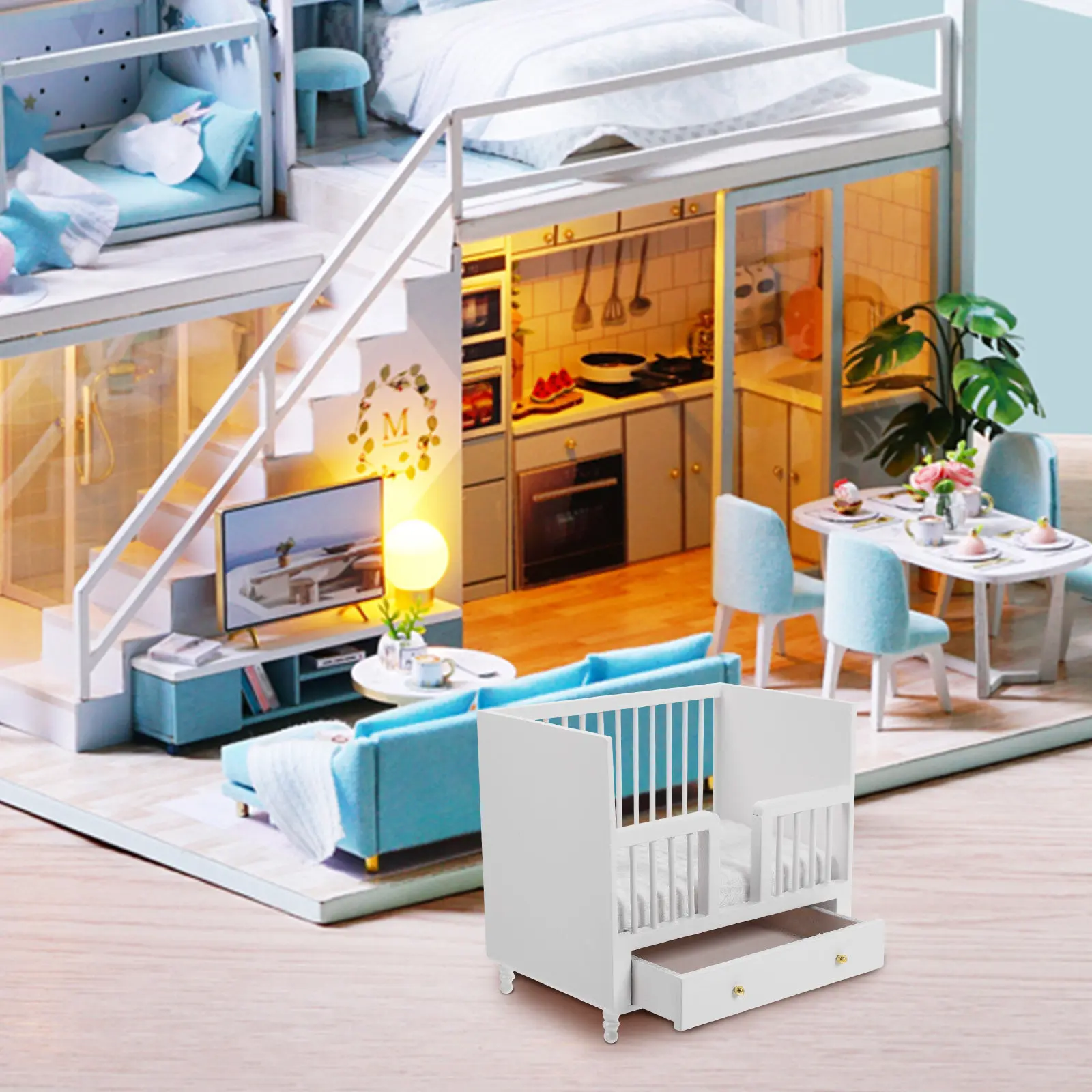 Chic Mini Crib Miniature Furniture for Dollhouse Small Size Bookshelf Desktop Decoration Kids Play Birthday Gift Mini House
Chic Mini Crib Miniature Furniture for Dollhouse Small Size Bookshelf Desktop Decoration Kids Play Birthday Gift Mini House