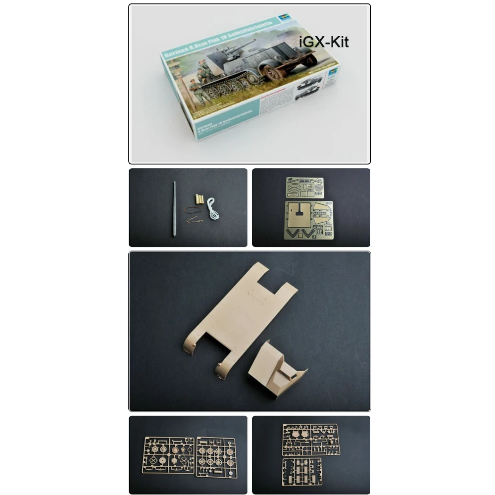 Trumpeter 01585 1:35 Scale German 8.8cm 12 Ton Flak 18 Selbstfahrlafette Vehicle Plastic Assembly Model Toy Building Kit
Trumpeter 01585 1:35 Scale German 8.8cm 12 Ton Flak 18 Selbstfahrlafette Vehicle Plastic Assembly Model Toy Building Kit