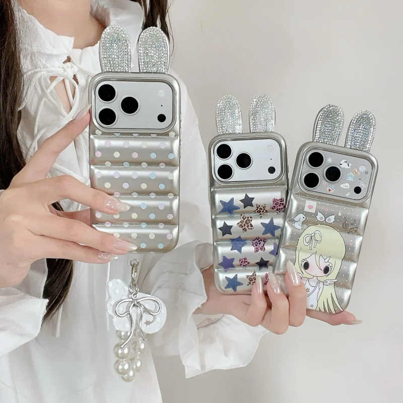 Korean Glitter 3D Rabbit Ear Color Polka Dots Star Girl Phone Case For iPhone 17 Pro 16 15 Pro Max Cover with Chain Cute Cartoon
Korean Glitter 3D Rabbit Ear Color Polka Dots Star Girl Phone Case For iPhone 17 Pro 16 15 Pro Max Cover with Chain Cute Cartoon