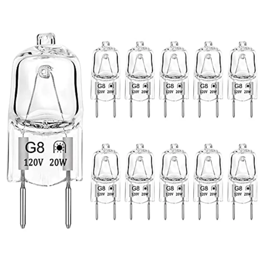 G8 Halogen Bulb 20W 120V Dimmable T4 JCD Type G8 Base Bi-Pin Xenon Bulb for Under Cabinet Puck Lights, Kitchen Hood, Landscape
G8 Halogen Bulb 20W 120V Dimmable T4 JCD Type G8 Base Bi-Pin Xenon Bulb for Under Cabinet Puck Lights, Kitchen Hood, Landscape