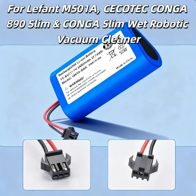 4000mAh Rechargeable Battery – FOR Lefant M501A,CECOTEC CONGA 890 Slim/CONGA Slim Wet Robotic Vacuum Cleaner,Reliable Spare Part
4000mAh Rechargeable Battery – FOR Lefant M501A,CECOTEC CONGA 890 Slim/CONGA Slim Wet Robotic Vacuum Cleaner,Reliable Spare Part