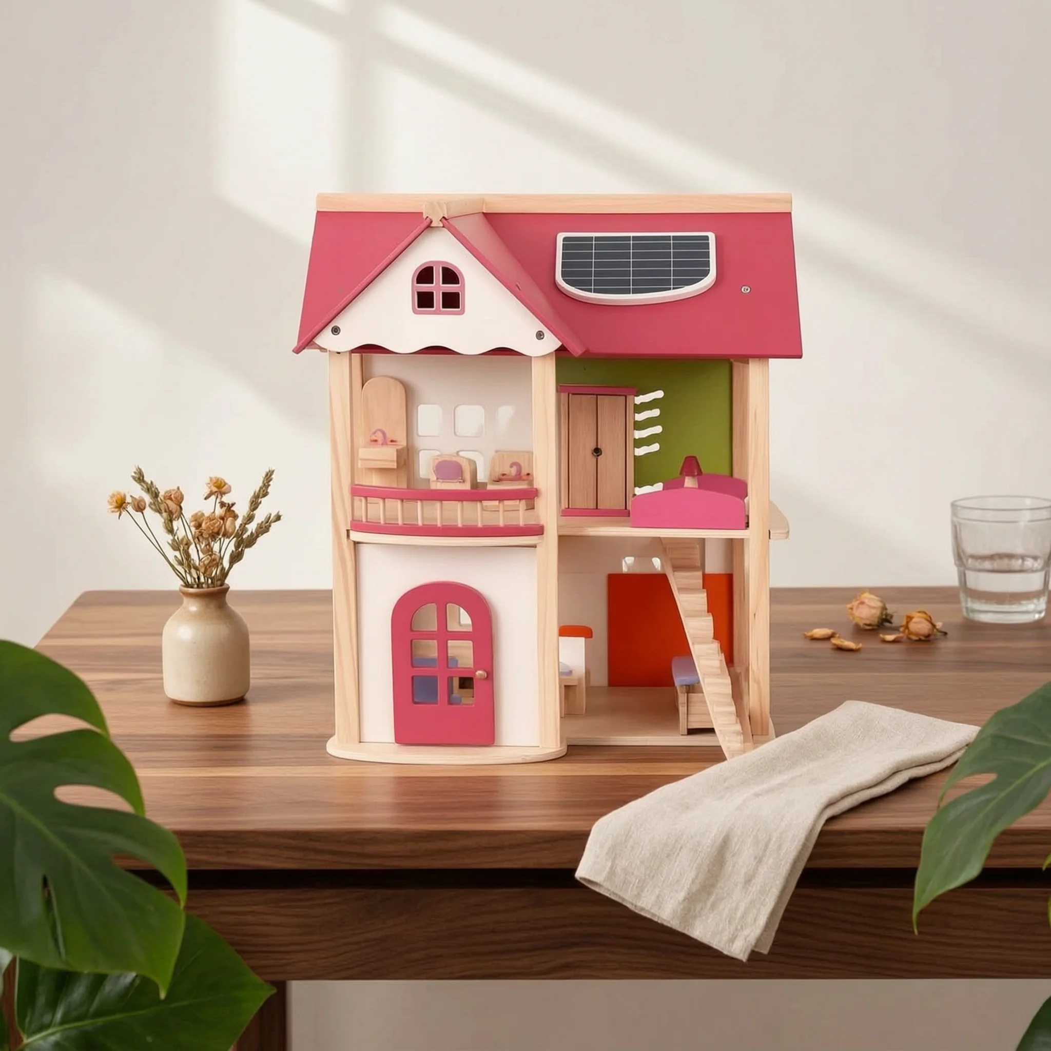 Wooden Dollhouse Multi-Level Open-Frame Dollhouse Kids Toy Peaked Roof for Children
Wooden Dollhouse Multi-Level Open-Frame Dollhouse Kids Toy Peaked Roof for Children