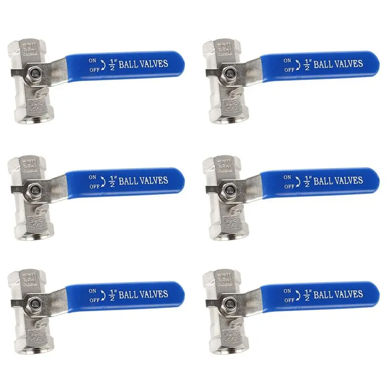 TFORU-6Pcs 1/2 Inch Lever Female/Female Ball Valves Long Handle 316 Stainless Steel WOG1000
TFORU-6Pcs 1/2 Inch Lever Female/Female Ball Valves Long Handle 316 Stainless Steel WOG1000