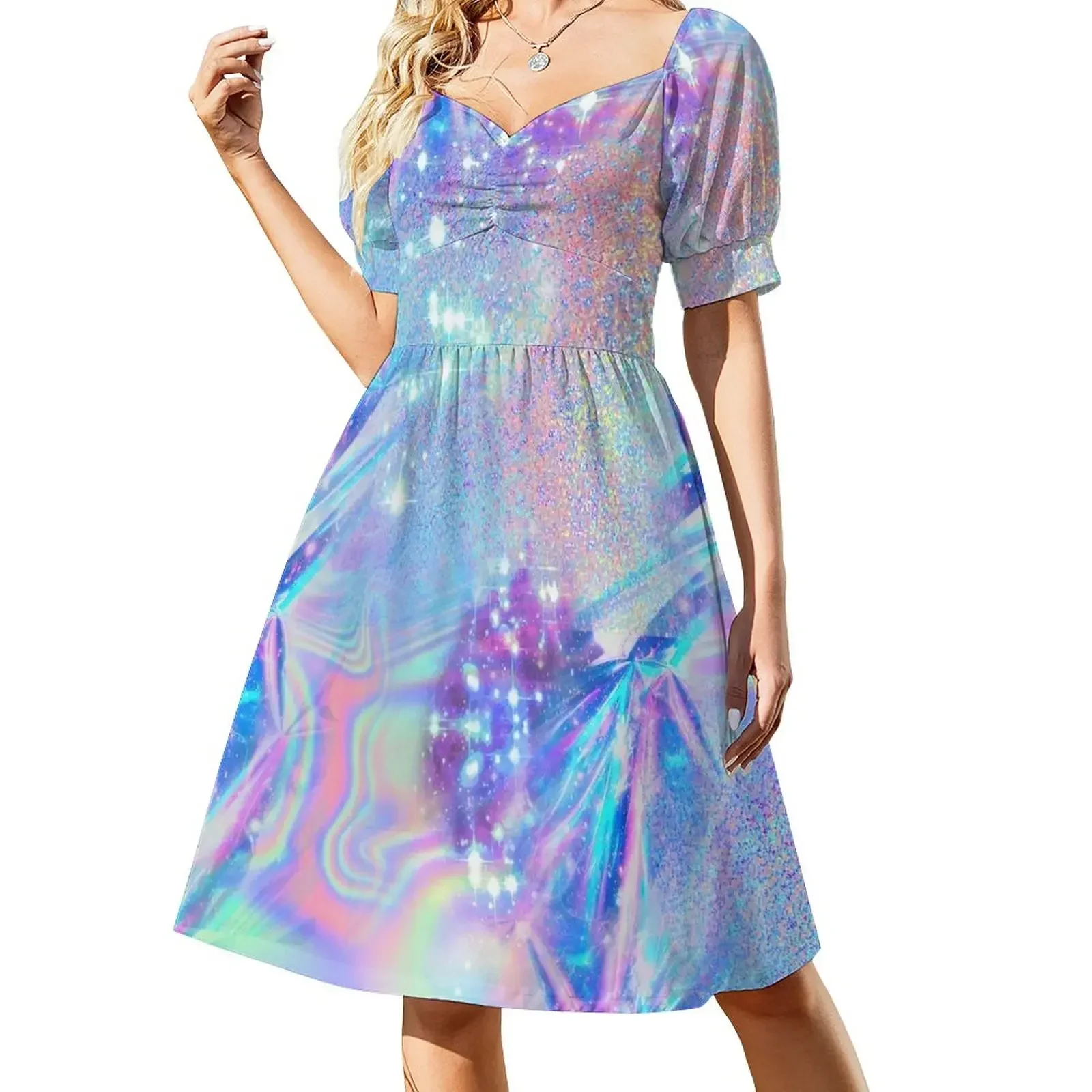 Sparkly Rainbow Holographic Pattern Short-Sleeved Dress Long veiled dresses prom dress 2025 long sleeve dresses Dress
Sparkly Rainbow Holographic Pattern Short-Sleeved Dress Long veiled dresses prom dress 2025 long sleeve dresses Dress