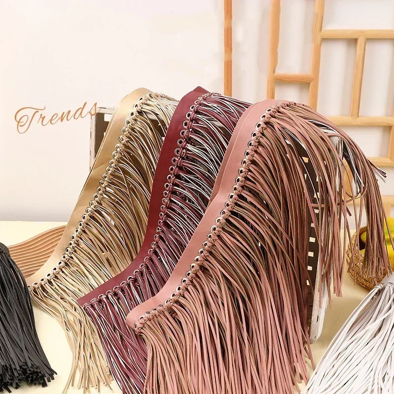 100cm Colored PU Faux Leather Tassel Fringe Lace Ribbon for Bag Clothing Handbag Decoration Trims DIY Sewing Accessories
100cm Colored PU Faux Leather Tassel Fringe Lace Ribbon for Bag Clothing Handbag Decoration Trims DIY Sewing Accessories
