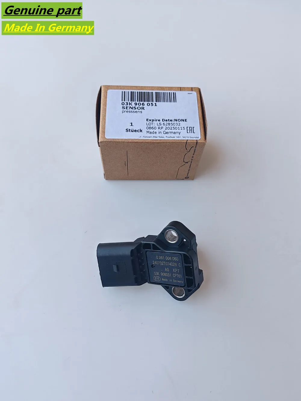 Сделано в Германии OEM Датчик давления впускного коллектора, датчик давления повышения воздуха 0281006059 03K906051 для AUDI VW PORSCHE SEAT
Сделано в Германии OEM Датчик давления впускного коллектора, датчик давления повышения воздуха 0281006059 03K906051 для AUDI VW PORSCHE SEAT